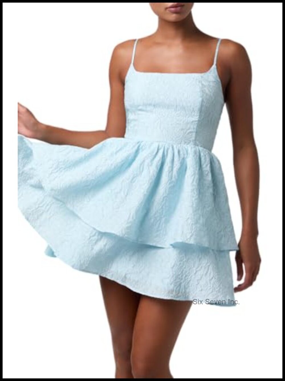 Lulus Nettie Floral Textured Square Neck Tiered Mini Dress Party